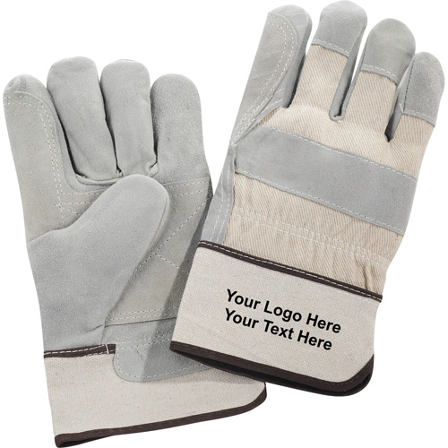 Custom Printed Safety Works Double Palm Leather Gloves