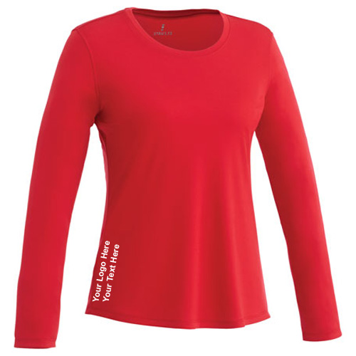 custom imprinted parima long sleeve tech tee for women Team Red
