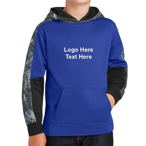 Personalized Sport-Tek Youth Sport-Wick Mineral Freeze Fleece Colorblock Hooded Pullover