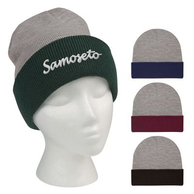 Two Tone Knit Beanies with Cuff