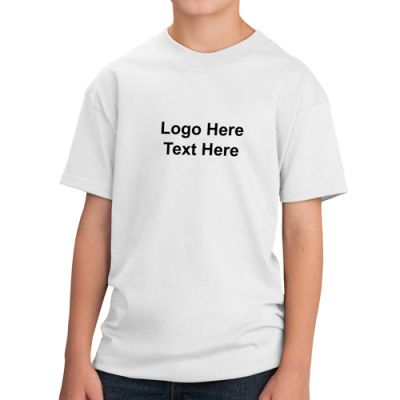 Custom Printed Port and Company Youth White Cotton T-Shirts