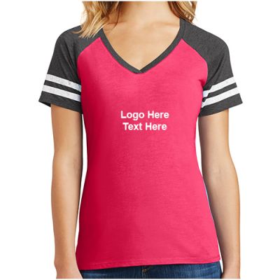 Promotional District Made Ladies Game V-Neck T-Shirts