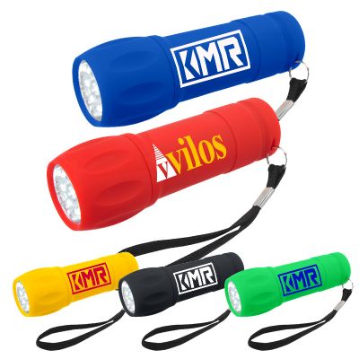 4 Inch Promotional Rubberized Flashlight with Strap
