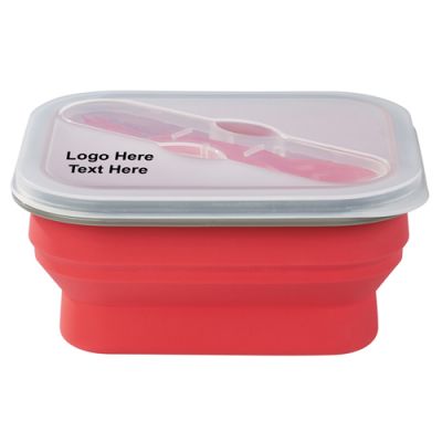 Custom Collapsible Food Container with Dual Utensil