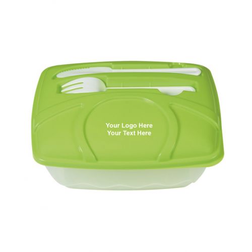 custom printed wave lunch containers clear with green