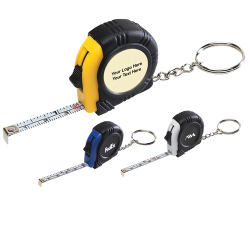 Customized Rubber Tape Measure Key Tag With Laminated Label