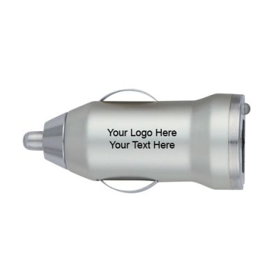 Custom Printed On-the-Go Car Chargers- Silver