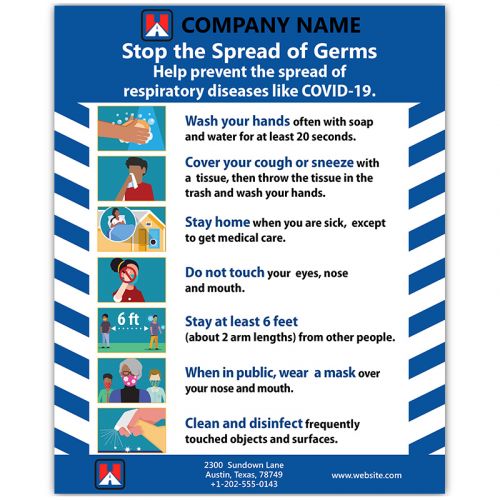 Custom Coronavirus Prevention Magnets 20 Mil Square Corners