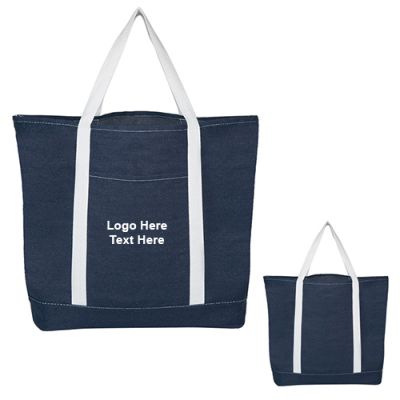 Custom Imprinted Denim Shopping Tote Bags
