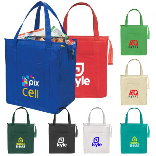 Custom Imprinted Non-Woven Insulated Shopper Tote Bags