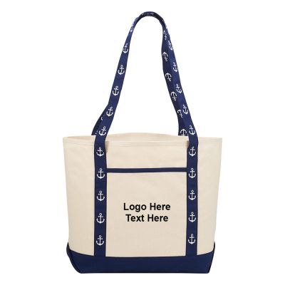 Customized 8 Oz Cotton Printed Handle Boat Totes