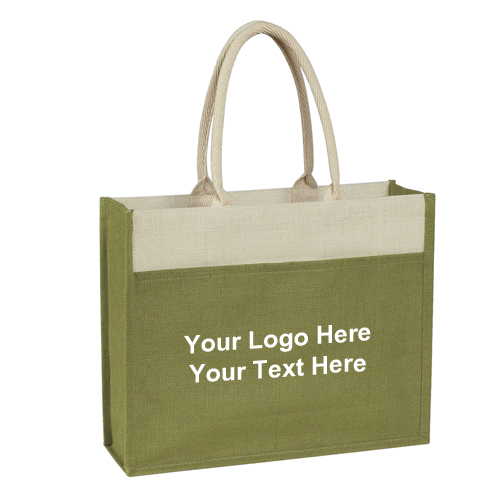 Custom Jute Tote Bags with Front Pocket