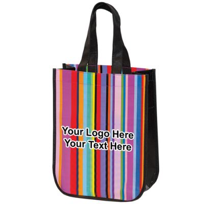 Promotional Mini Multi-Stripe Recyled Tote Bags