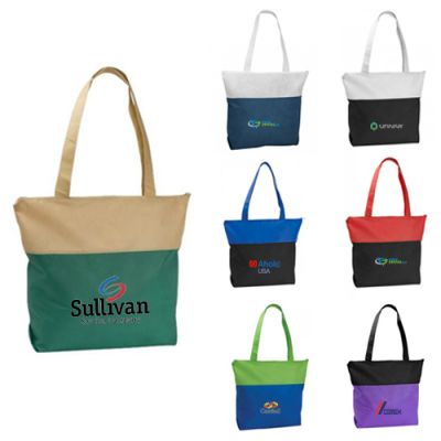 Poly Pro Two-Tone Zippered Tote Bags