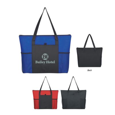 Custom Printed Non-Woven Voyager Zippered Totes Bags