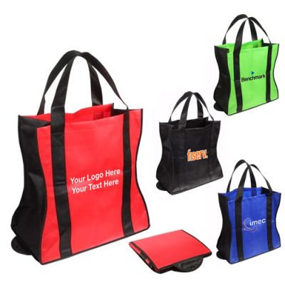 Logo Imprinted Wave Rider Folding Tote Bags - Non-Woven Tote Bags