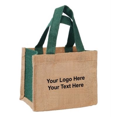 Promotional Natural Two Tone Jute Small Tote Bags