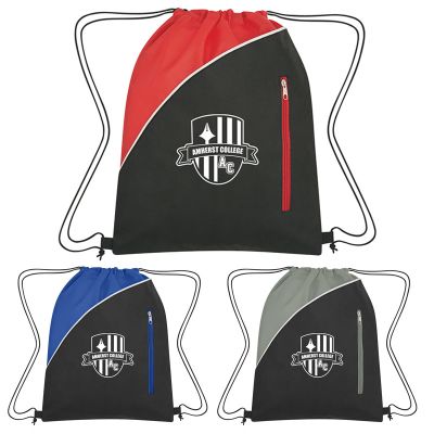 Custom Printed Non-Woven Drawstring Pack with Front Zipper
