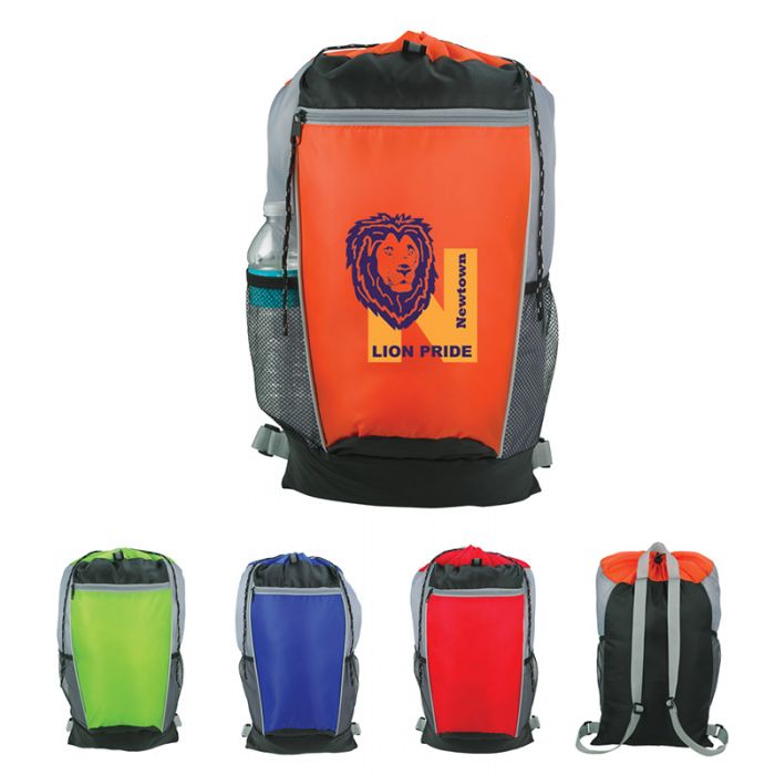 Tri-Color Drawstring Backpacks