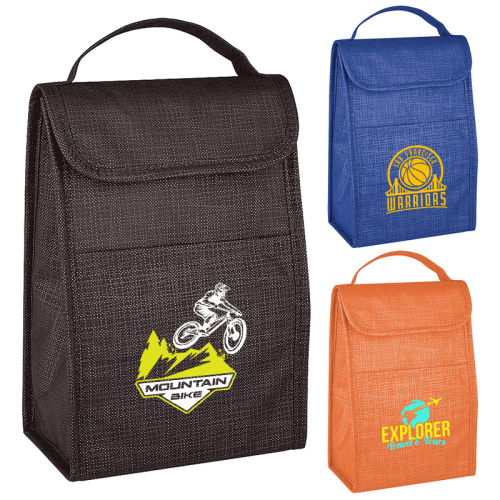Printed Crosshatch Non-Woven Lunch Bags