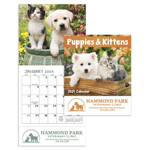 Custom Imprinted 2017 Puppies and Kittens Mini Wall Calendars