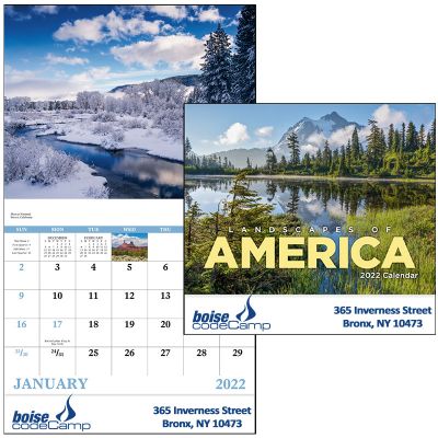 Custom Printed 2019 Landscapes of America Stapled Wall Calendars