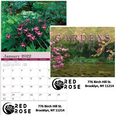 Custom Printed 2018 Gardens Stapled Wall Calendars