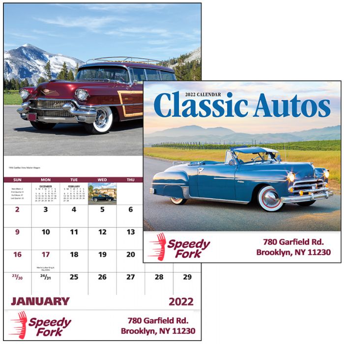 Classic Autos Stapled Wall Calendars