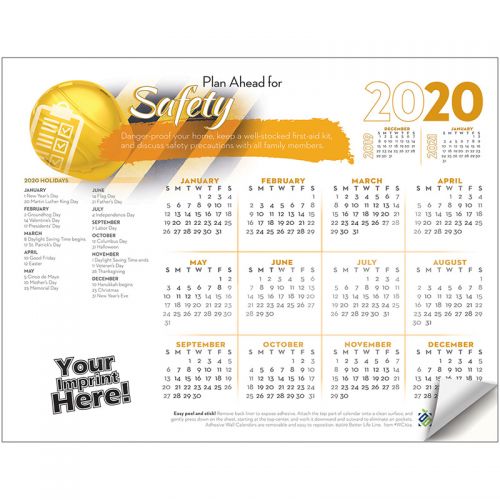 Custom Imprinted 2017 Safety First Adhesive Wall Calendars