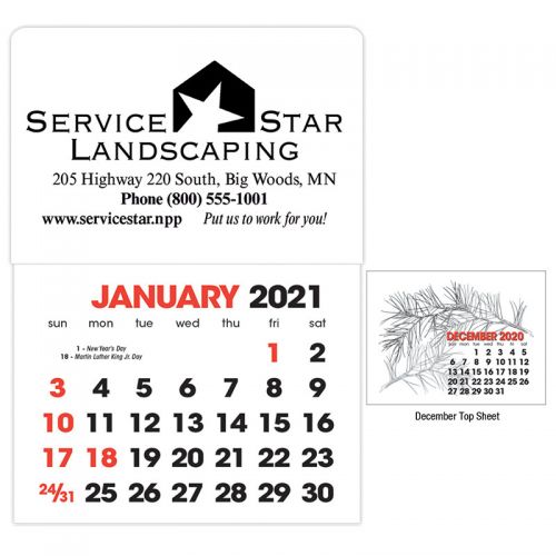 Custom Printed 2017 Stick Up 2-Color Grid Calendars