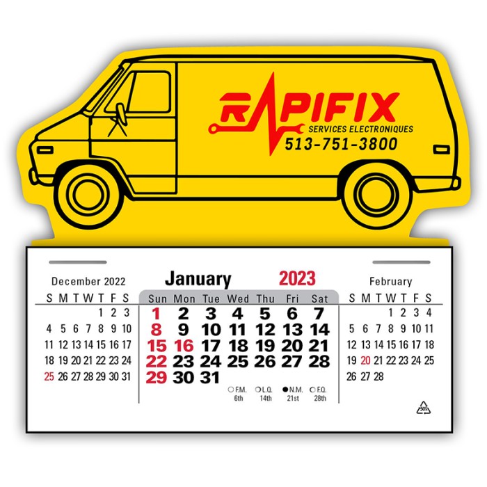 Printed Press-N-Stick 3 Month Horizontal Calendars (12-Month)