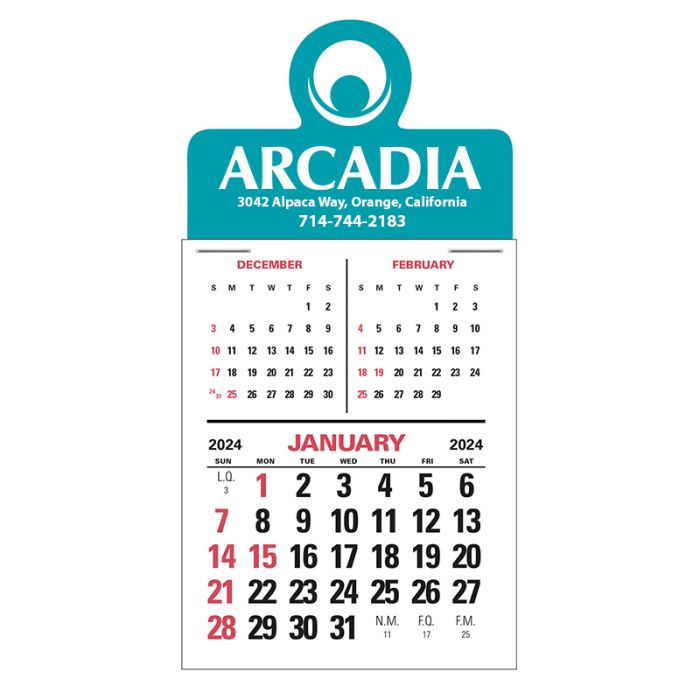 3 Month Vertical Press-N-Stick Calendars