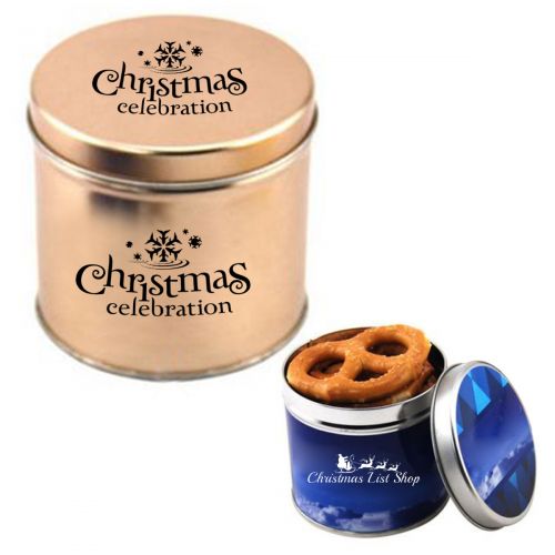 Round Tins Filled with Large Pretzels