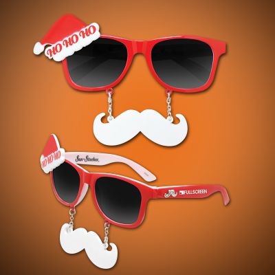 Custom Printed Sun Stache Santa Sunglasses
