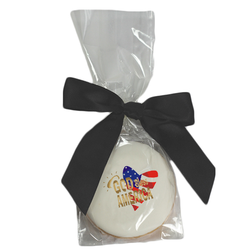 Customized Round Shortbread Cookie With Icing In Cello Bags