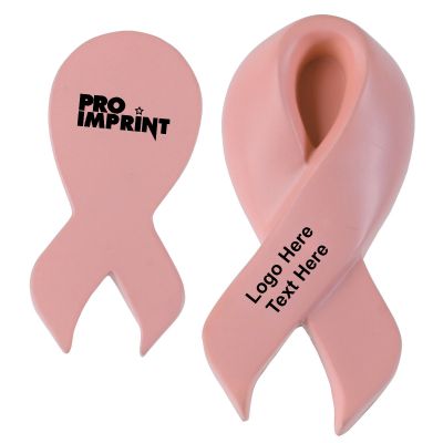 Custom Imprinted Pink Awareness Ribbon Stress Relievers