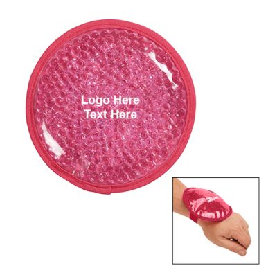 Promotional Pink Awareness Plush Small Round Gel Beads Hot/Cold Pack