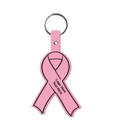 Promotional Pink Awareness Ribbon Shaped Flexible Key Tags