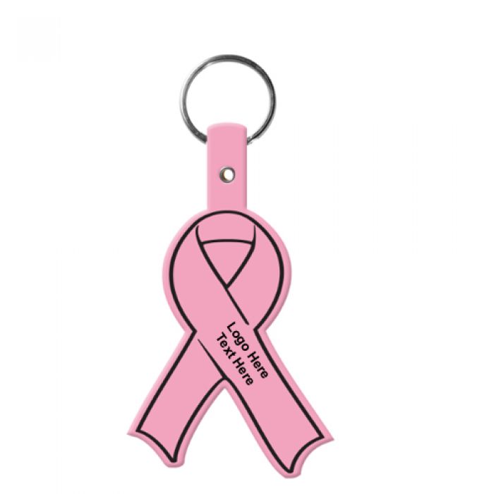 Pink Awareness Ribbon Shaped Flexible Key Tags
