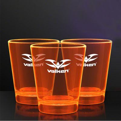 Personalized 1.5 Oz UV Reactive Orange Glow Shot Glasses