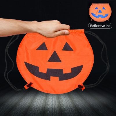 Promotional Halloween Pumpkin Themed Drawstring Backpacks