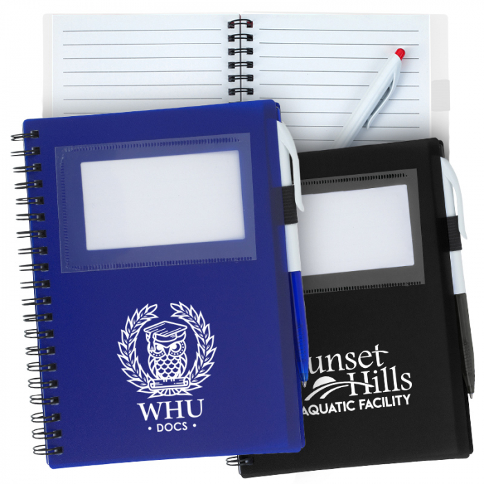 Imprinted Spiral Notebooks with ID Window