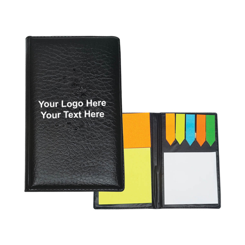 Custom Leather Look Padfolio With Sticky Notes and Flags