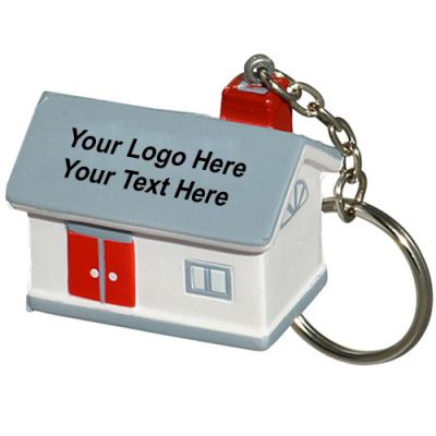 Custom Imprinted House Shaped Stress Reliever Keychains
