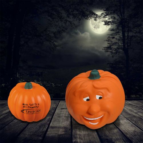 Custom Logo Imprinted Pumpkin Smile Stress Relievers