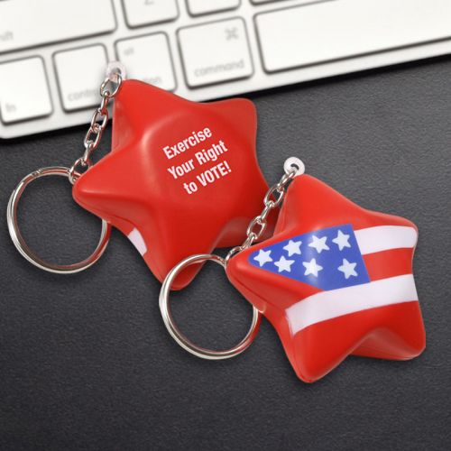 Promotional Patriotic Star Key Chain Stress Reliever
