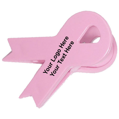 Promotional Jumbo Size Pink Ribbon Magnetic Memo Clip Holder