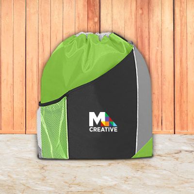 Personalized Tri-Color Sports Pack Polyester Drawstring Bags