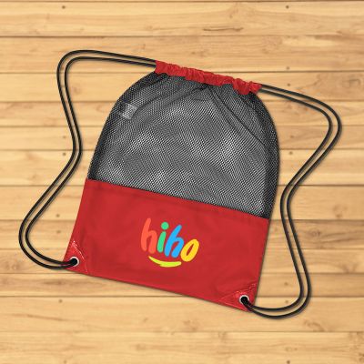 Promotional Logo Mesh Sports Drawstring Bags