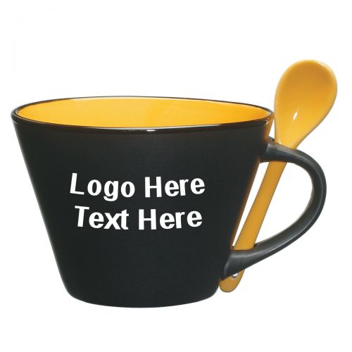 Promotional 16 Oz Aztec Soup Mugs with Spoon